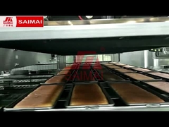 Linha automática de produção de torradas de pão, coberta, sem tampa, forno de túnel,